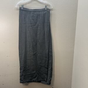 EILEEN FISHER Wool Silk Brown Yarn Knit Long Maxi‎ Skirt VTG Wrap Style 90s Y2K